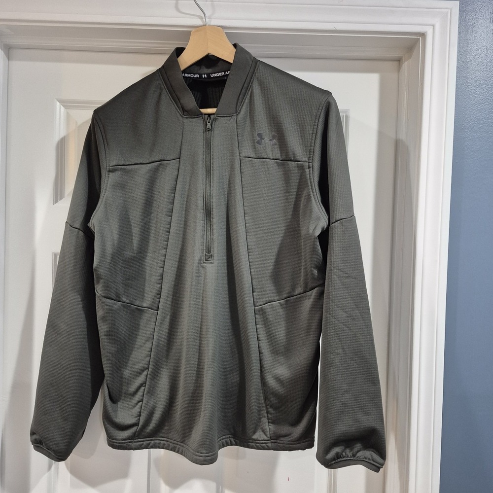 Under Armour Shirt Mens Large Green Sweater 1/4 Zip Fleece Tactical Cold Gear‎